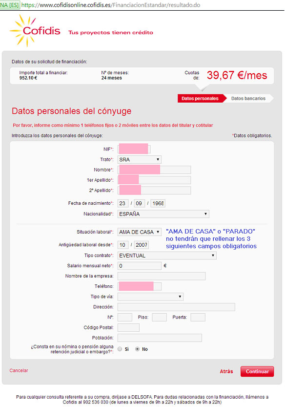 Rellena los datos de tu cónyuge Cofidis-Online-Delsofa.es-6