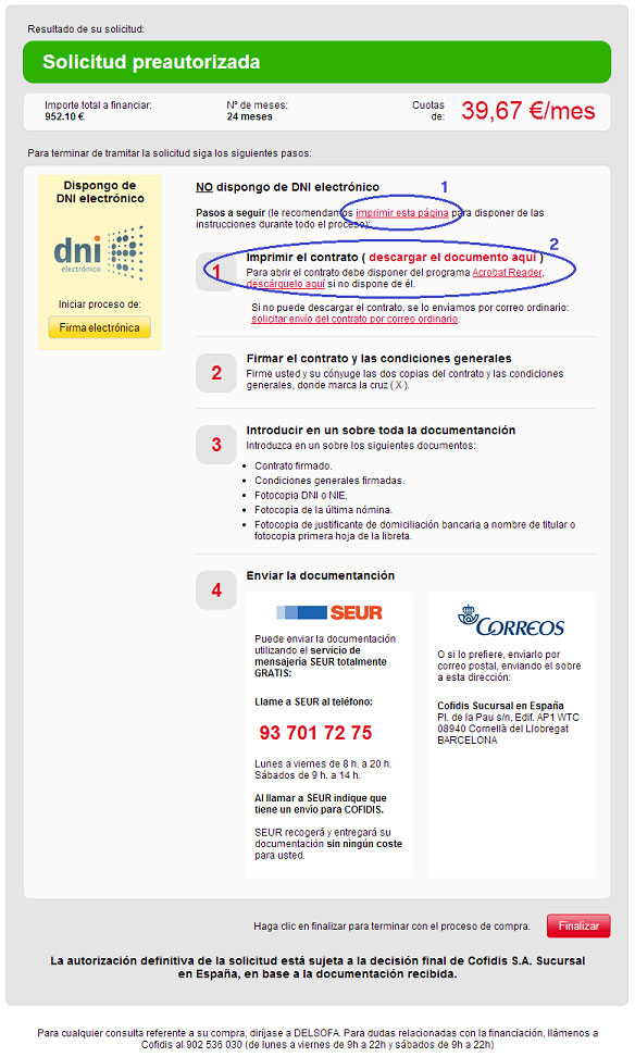 Pasos a seguir para formalizar la financiación sin intereses en Delsofá.es Cofidis-Online-Delsofa.es-8